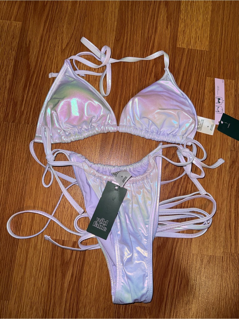 Iridescent Lavender/Pearl String Bikini Set